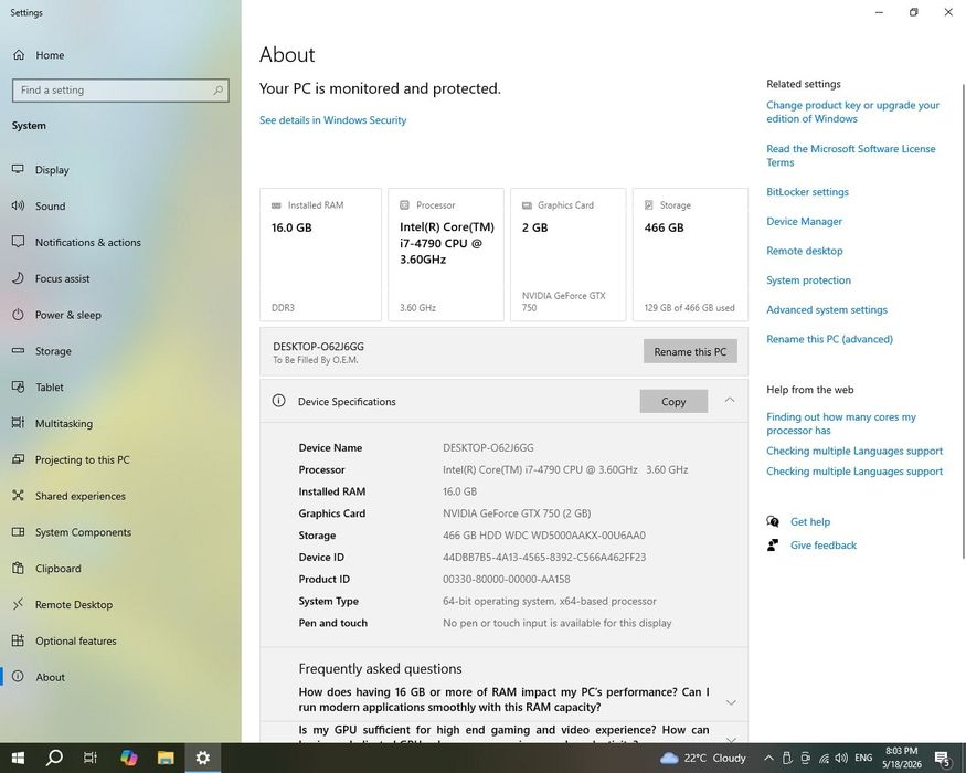 i7 4790 GTX750 PC kompyuter Sotiladi