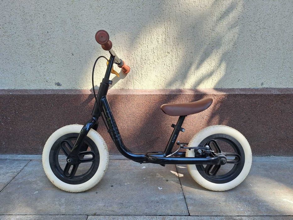 Bicicletă fără pedale Runride 500 10'' negru-bej copii 85-105 cm
