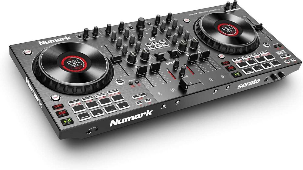 Controler DJ cu 4 canale Numark NS4FX Roți tactile cu afișaj