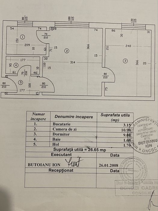 PROPIETAR - Apartament 2 camere, etaj 1, Valea Rosie (zona piata) 52 000€
