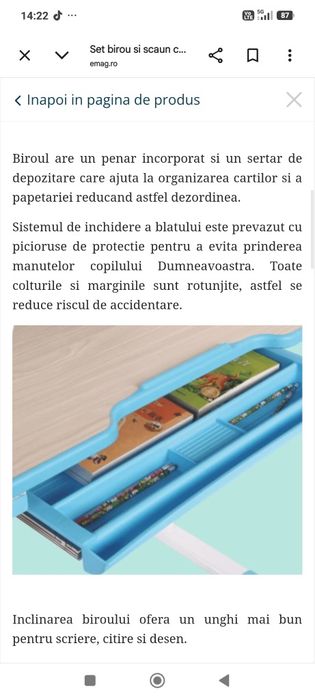 Set birou măsuță cu scaun pentru copil ergoK Toska