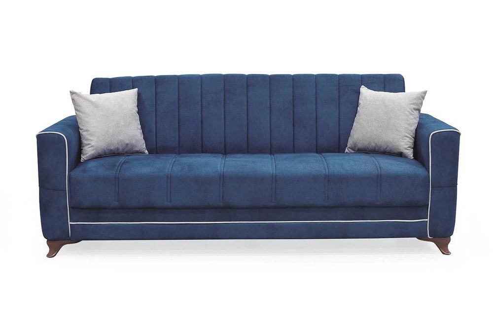 Разтегателен диван ACELYA с ракла и функция сън, тъмносин