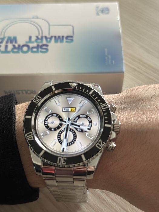 Smartwatch model Rolex - bezel rotativ si curea metalica - nou!