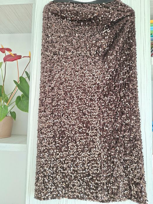 Fustă paiete, maro, lungă, cu bata elastica ajustabila 36-40