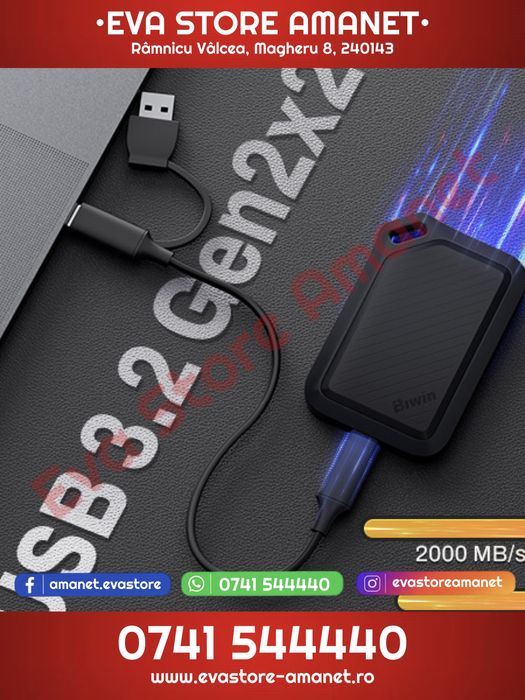Hard Extern SSD 1TB BIWIN PR2000 3.2 Gen2x2 2000 Mb/s IP67 USB-C USB-A