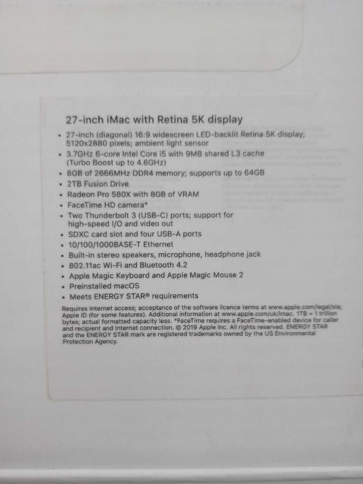 iMac 27 Retina 5K/3,7GHz 6 Core i5 НЕ ИЗПОЛЗВАН