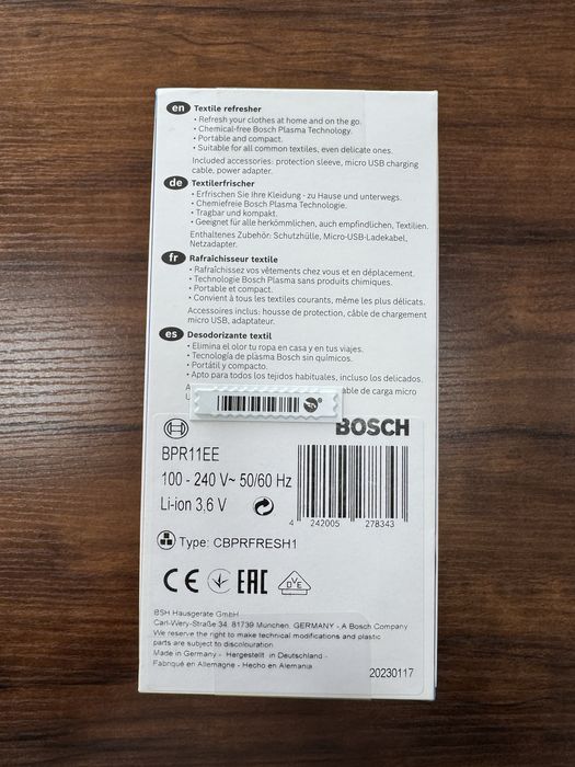 Bosch Fresh Up для удаления запахов с одежды