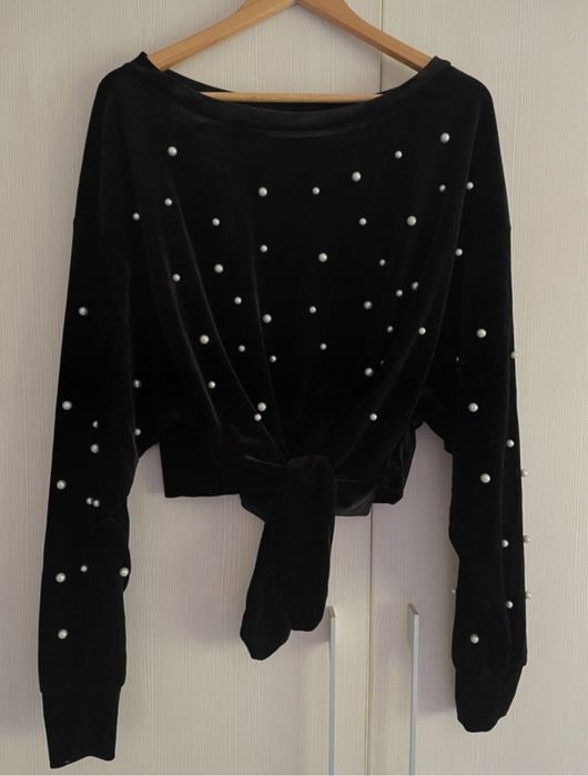 Bluza dama de catifea cu perle