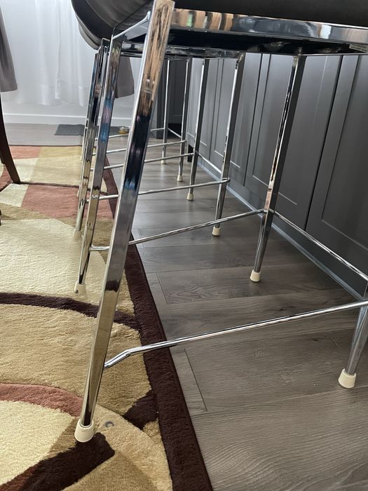 Scaune de bar/bucatarie din piele naturala gri