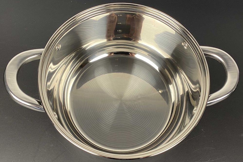 Vas inox 4.6 litri cu capac de sticla pentru gatit practic