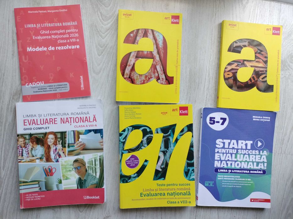 Culegeri pt Evaluarea Națională clasa a 8-a, matematica si lb romana, Edituri: Art Klett/ Booklet/ Paralela 45