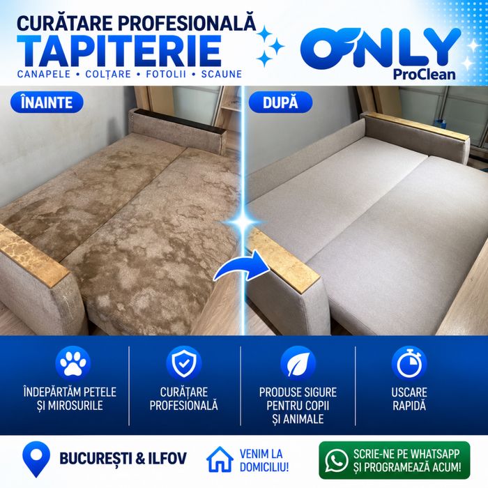 Curățare canapele, saltele, fotolii, scaune și tapițerii – București, Ilfov