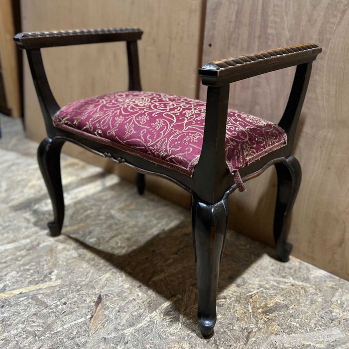 2 buc Taburet Vintage Stil Rococo; Bancuta cu sezut tapitat; Scaun