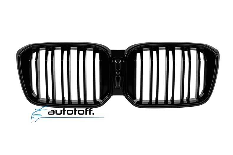 Grila dubla compatibila cu BMW X3 G01 X4 G02 Facelift (22-24) Negru lucios cu LED