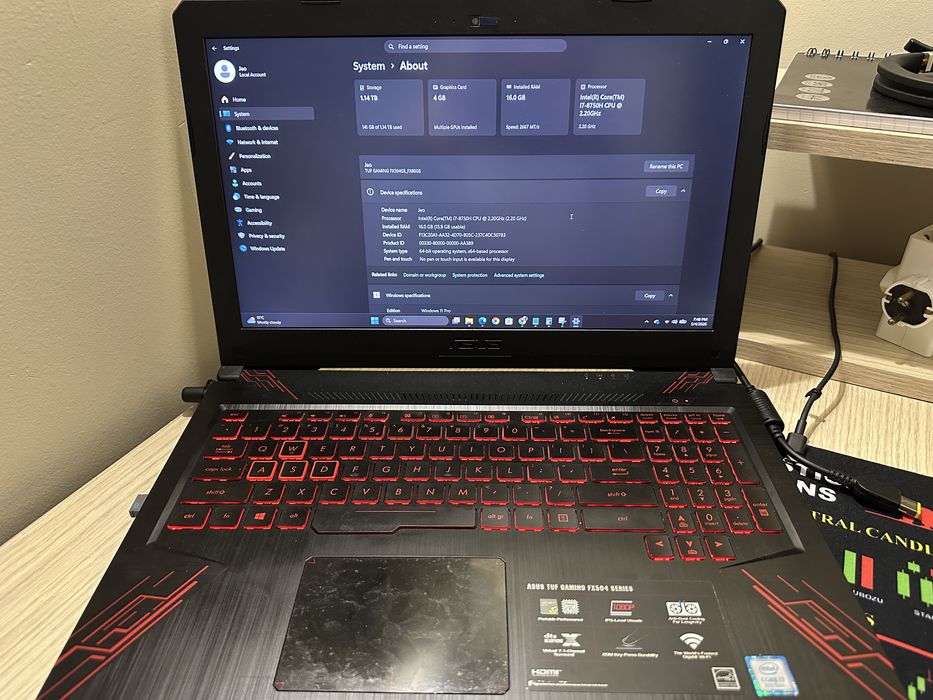 Laptop Gaming ASUS TUF FX504GE / FX80GE – i7 8750H