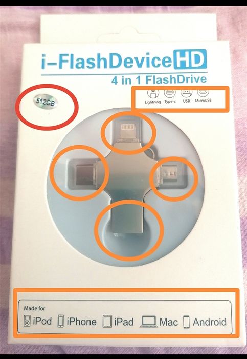 I-flash device HD pe USB 512 gb . Merge si pe iPhone.  NOU SIGILAT