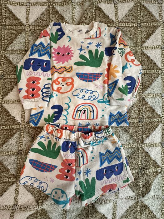 Set H&M bluza cu maneca lunga si 2 pantaloni scurti, unisex, 86 cm