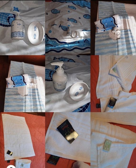 Accesorii pentru baie plus 2 prosoape.
