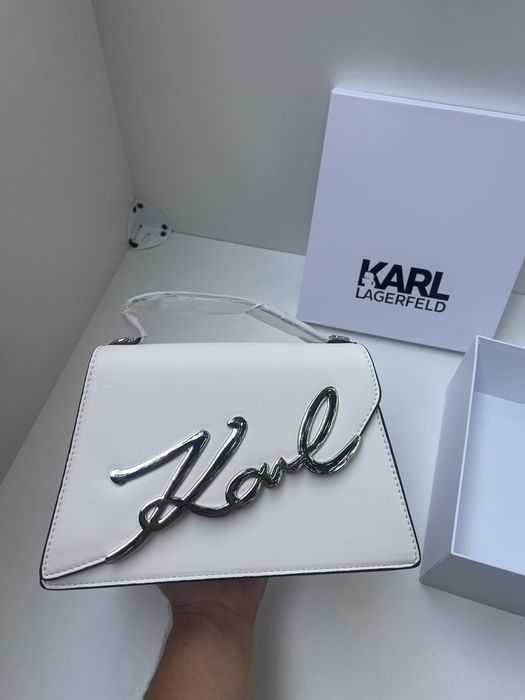 Geanta Karl Lagerfeld negru/alb/crem