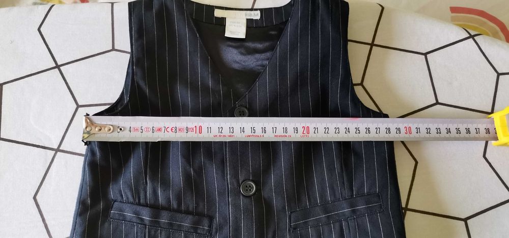 Vestă costum băiat H&M 9-12 luni Bleumarin închis cu dungi Ca nouă