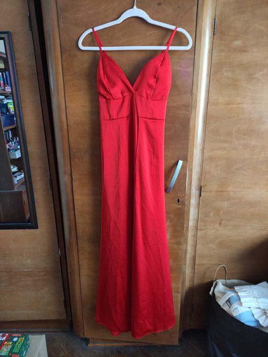 Дълга червена официална рокля/бална рокля