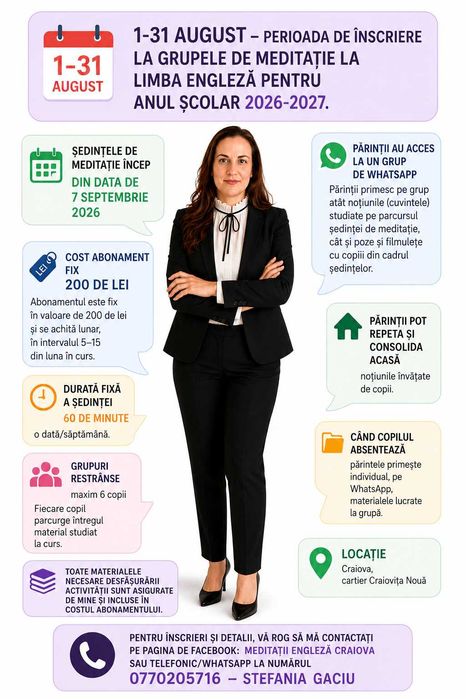 Meditatii la Limba Engleza pentru elevi si preșcolari