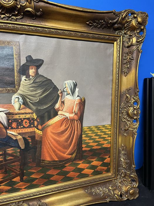 Стара картина “The Glass of Wine” по Johannes Vermeer