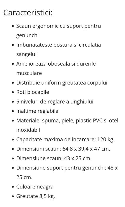 Scaun ergonomic cu suport pentru genunchi