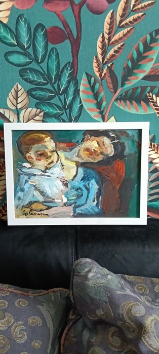 Tablou vechi românesc, G Petrașcu _Maternitate