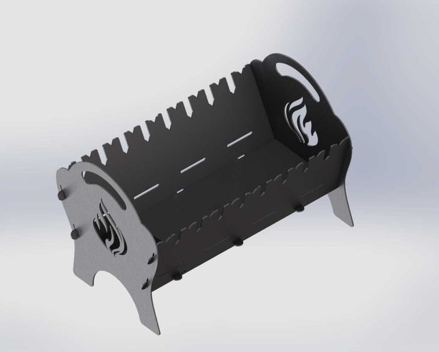 Gratar pliabil din otel 33x50 cm, inaltime 35 cm, grosime 3 mm