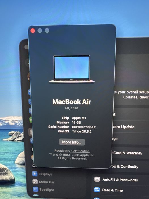 Macbook air M1 256gn 16gb ram