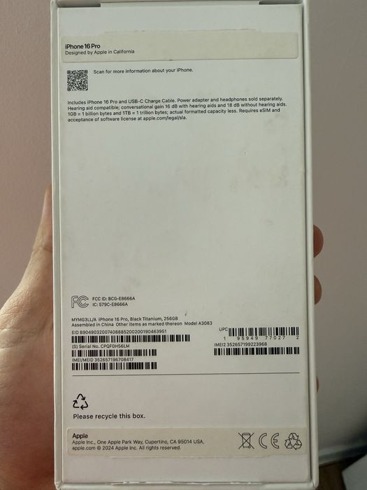 IPhone 16 pro чёрный титан 256Гб