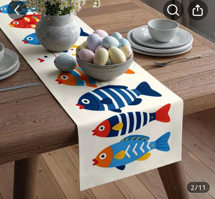 Цветен морски тишлайфер Ярка Тъкан, Празнична Покривка за Маса