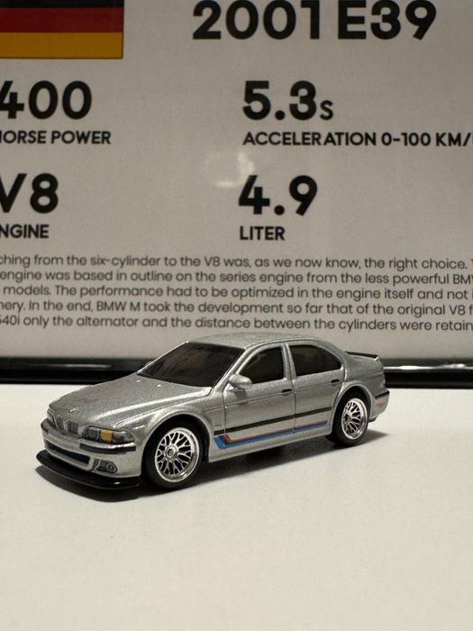 Mașinuță Hot Wheels “BMW M5 E39 2001” cu tablou personalizat
