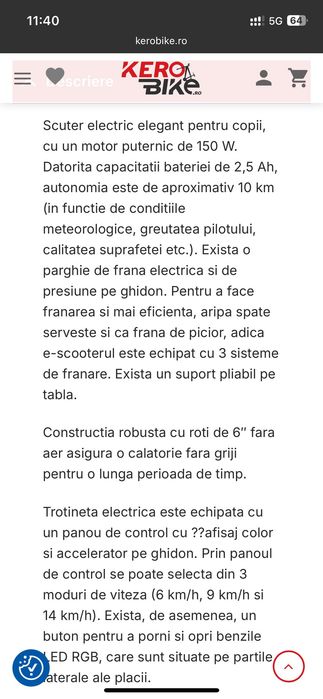 Trotineta electrica copii Urbis