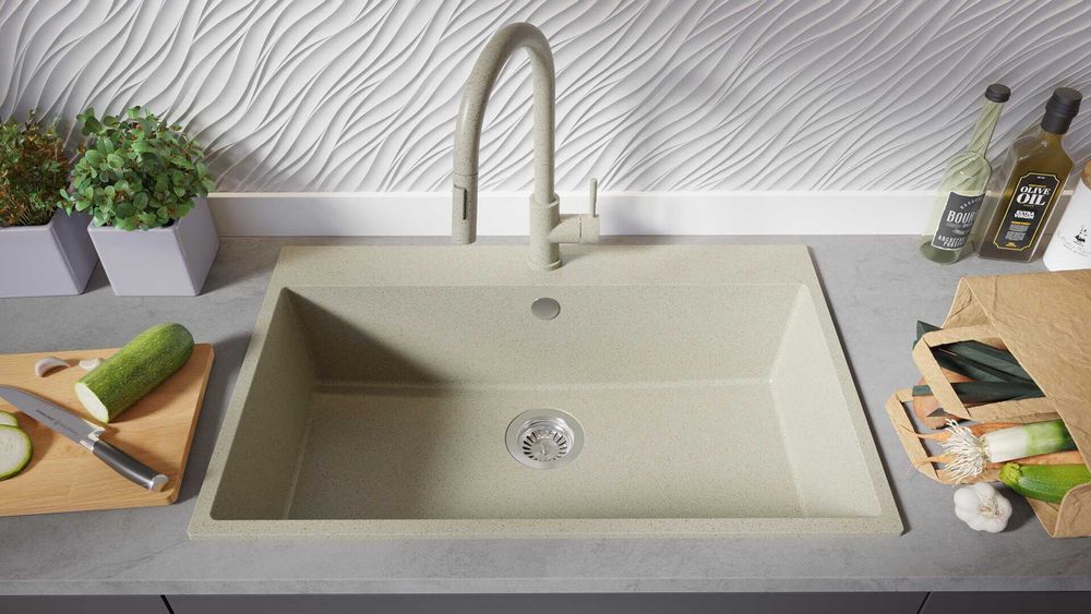 БЕж кухненска мивка от гранит Рига 80 XXL 780 x 500 мм