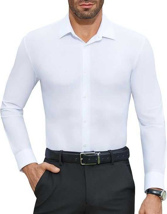 Мъжка вталена риза DEMEANOR бяла класическа размер S