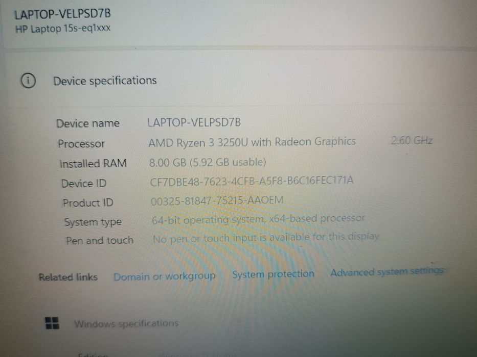 Se vinde leptop HP 15s