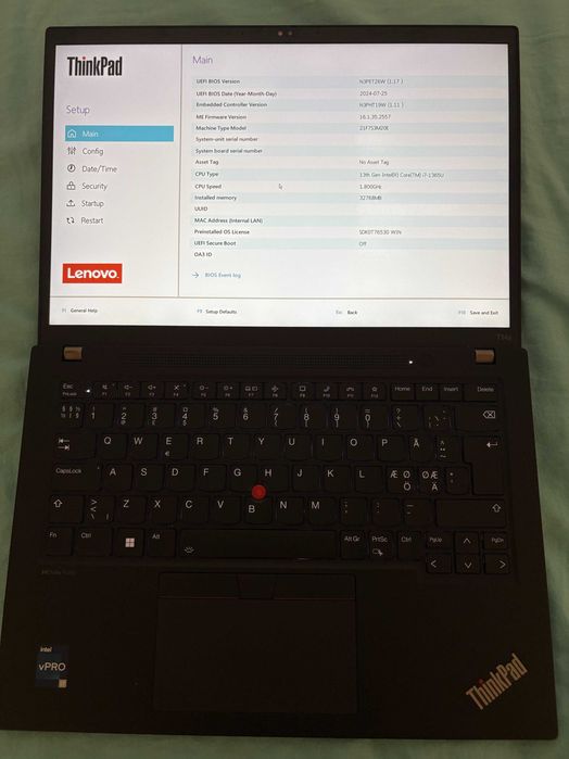 Lenovo ThinkPad T14s 4th Gen. 14"FHD+ IPS, i7 1365U, Ram 32 Gb, 512 Gb SSD NVMe, 4G модул! Гаранция до XII. 2026г.