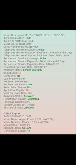 Iphone 16 plus без забележки