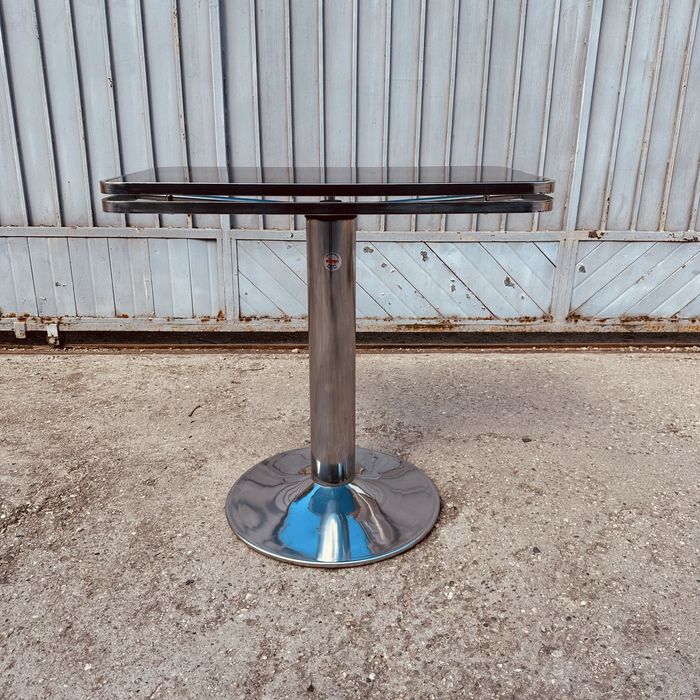 Италианска конзолна маса Allegri Parma 70-те – хром и опушено стъкло