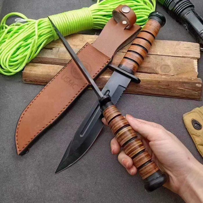Тактически ловен нож с кожена кания CPY-02 Цяло парче метал FULL TANG