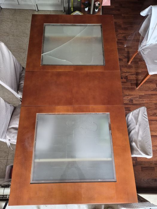 Кухненска маса от масив с 6 стола – разтегаема, стабилна