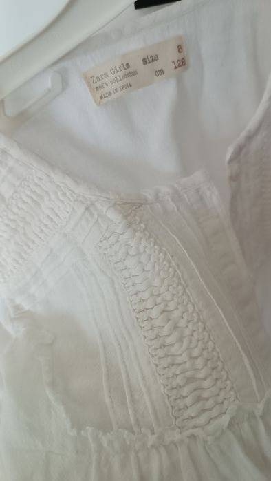 Cămașă albă Zara Girls bohema, mărimea 128 (8 ani)