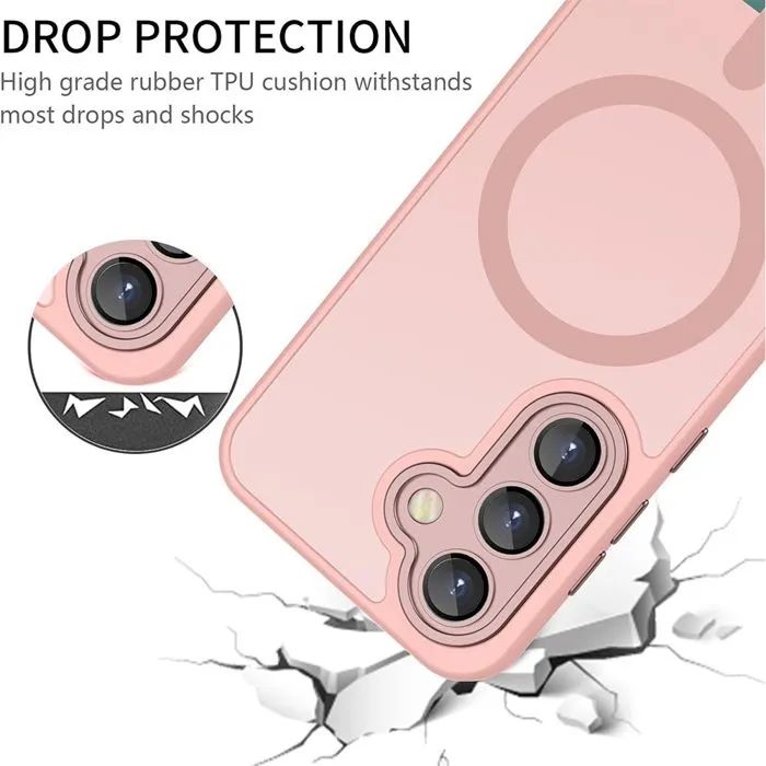 Матов magsafe кейс за samsung galaxy s26+ plus - розов - със защита на