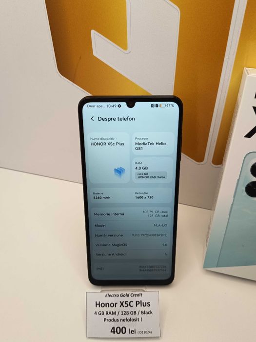 Honor X5C Plus 4GB RAM/128GB/Midnight Black/Produs nefolosit! ID11024