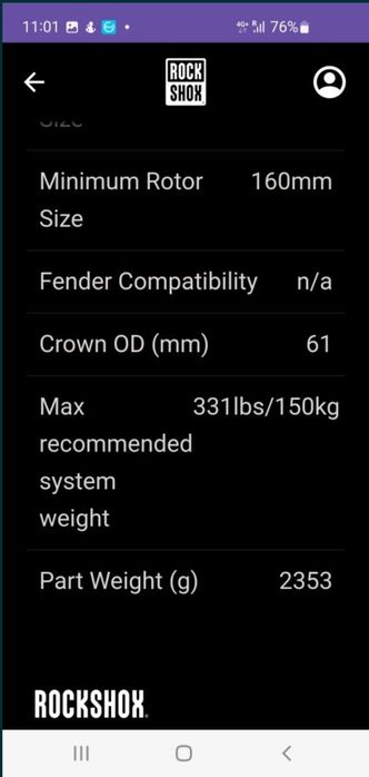 Furca Rockshox Recon Silver RL