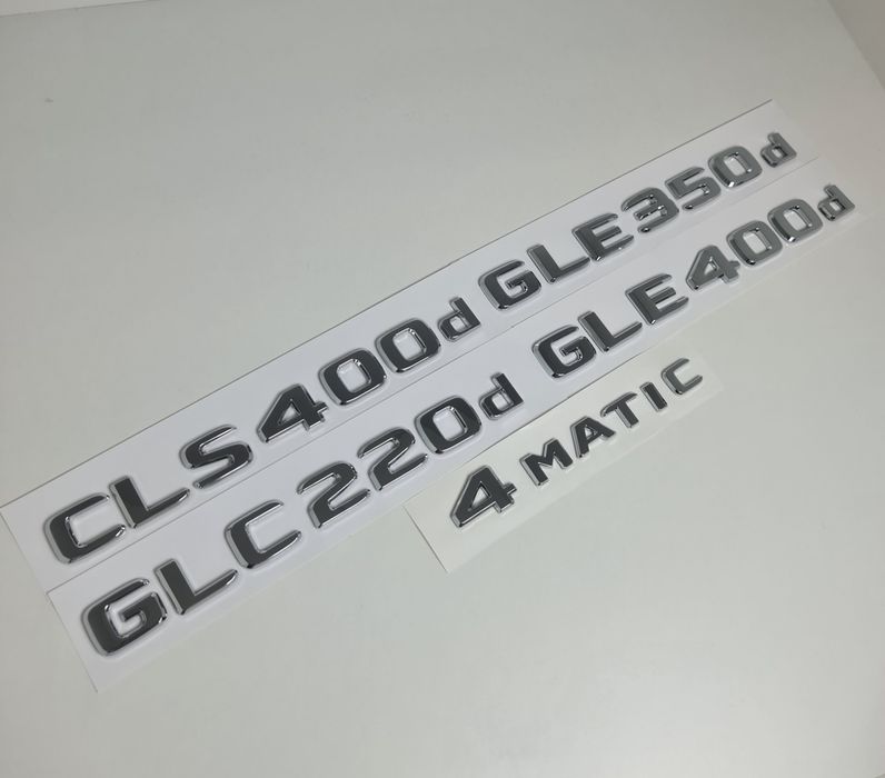 Pachet-Set-Motorizare-Scris-Spate-Haion-Mercedes+Emblema-4Matic-Crom-Negru-C220d-E200d-E220d-GLC220d-CLS350d-CLS400d-E300d-GLE350d-GLE400d-S500-S580e