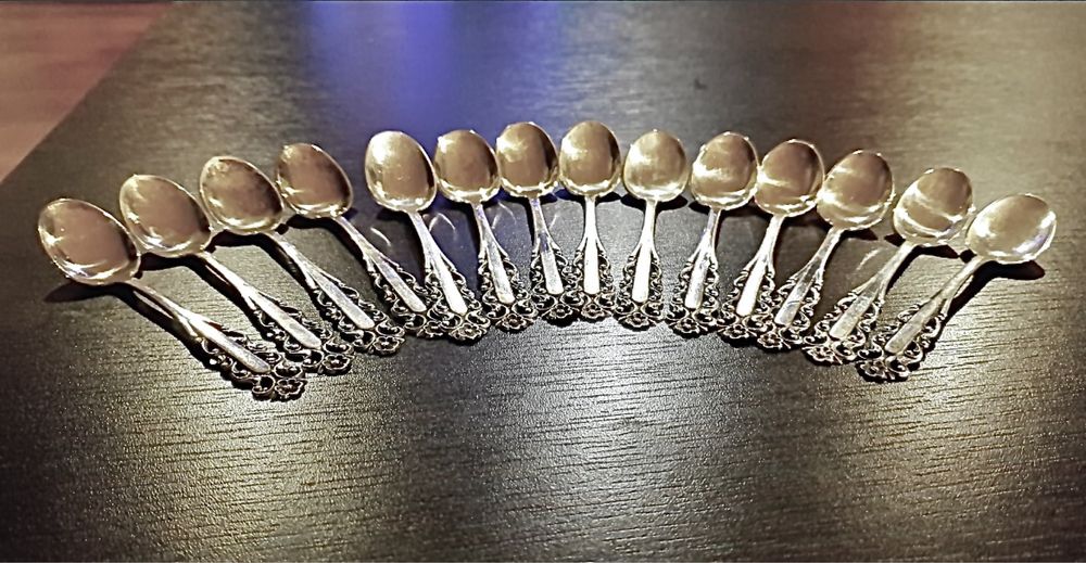 Lingurite din argint masiv aurite