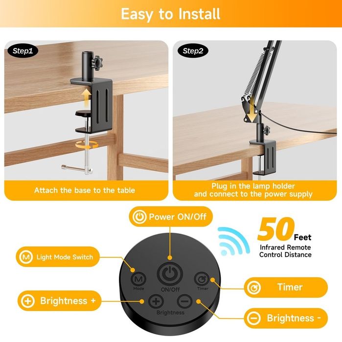 Lampa birou dubla 24W, 5 moduri lumina